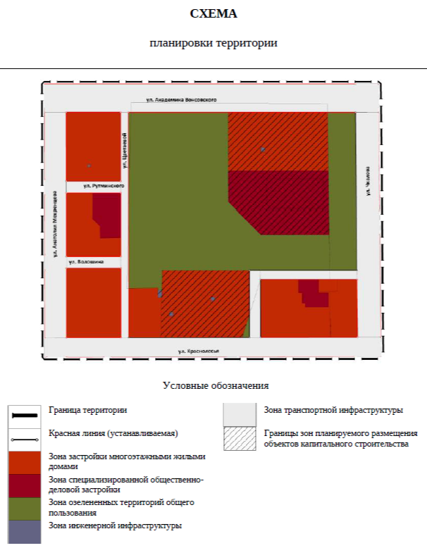Проект застройки Березовой рощи в Академе, скриншот из документа