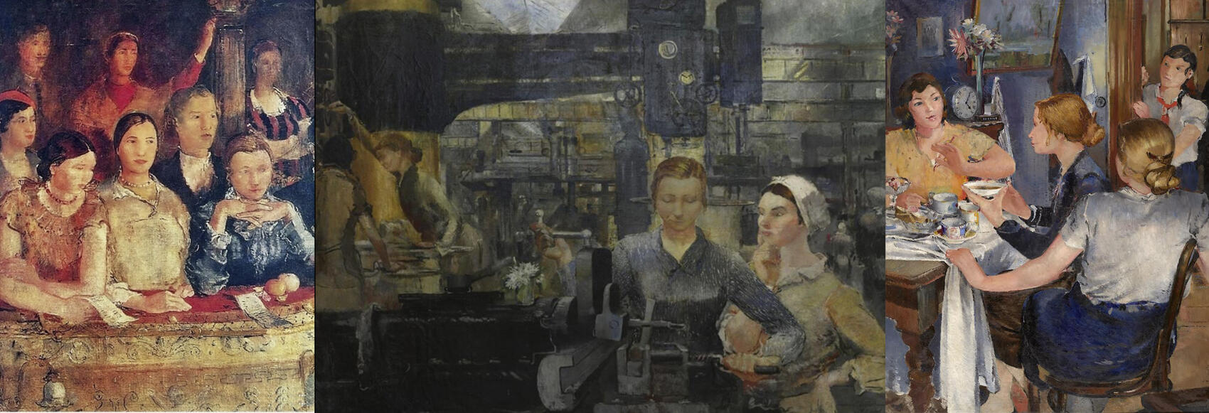 Пименов Ю. Триптих «Работницы Уралмаша», из собрания Екатеринбургского музея изобразительных искусств.