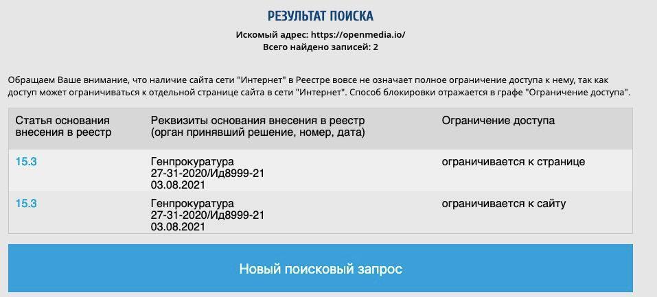 Скриншот с сайта Роскомнадзора