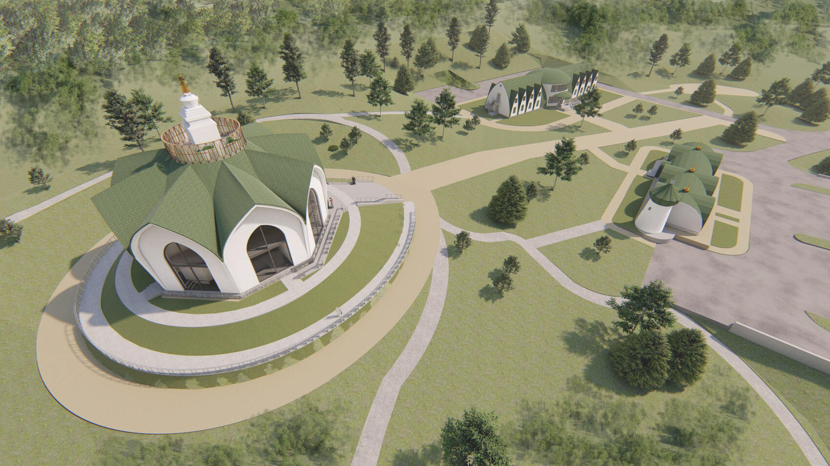 Эскизный проект нового буддийского храмового комплекса в Косье