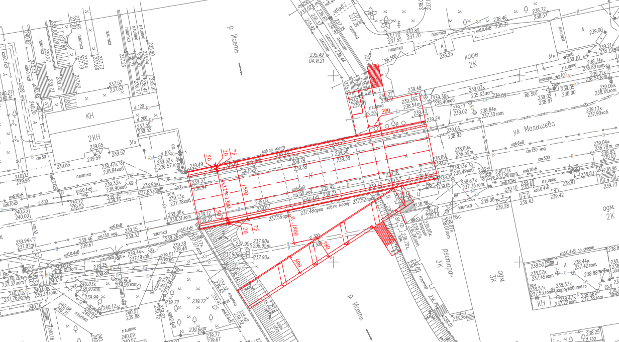 Топографический план реконструкции моста на Малышева. Источник: мэрия Екатеринбурга