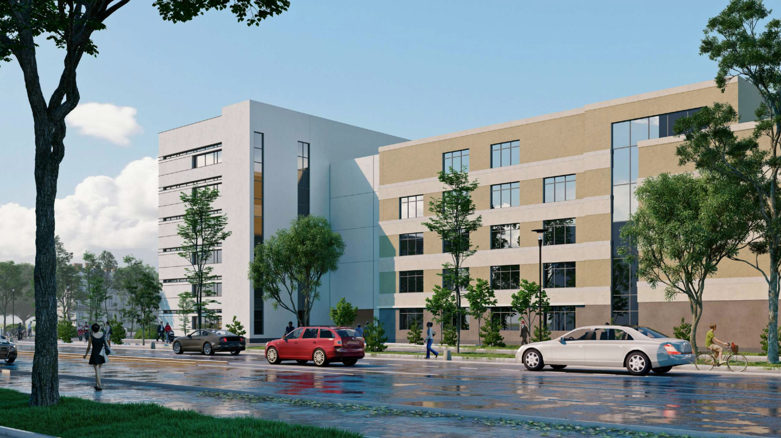 Обновленный вариант проекта фасада с сохранением цветовых решений