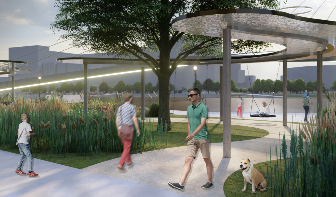 Зона отдыха с качелями