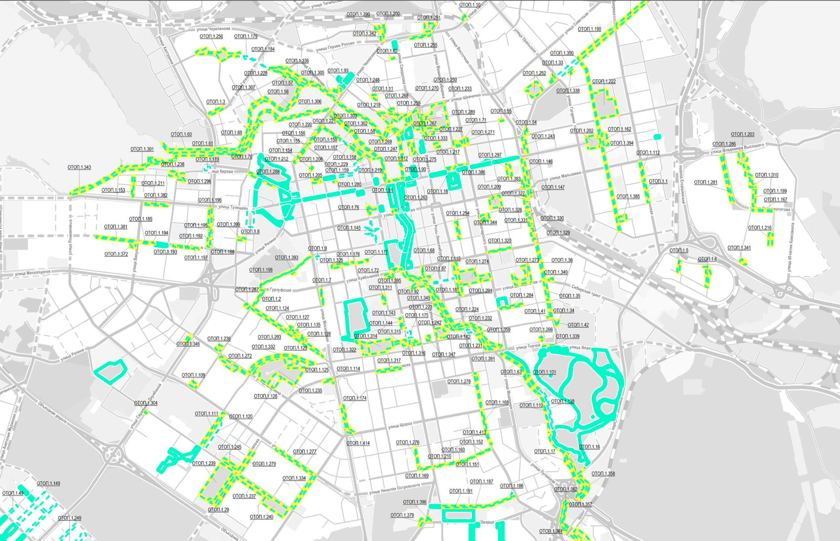Карта зеленых зон Екатеринбурга. Источник фото: администрация Екатеринбурга.