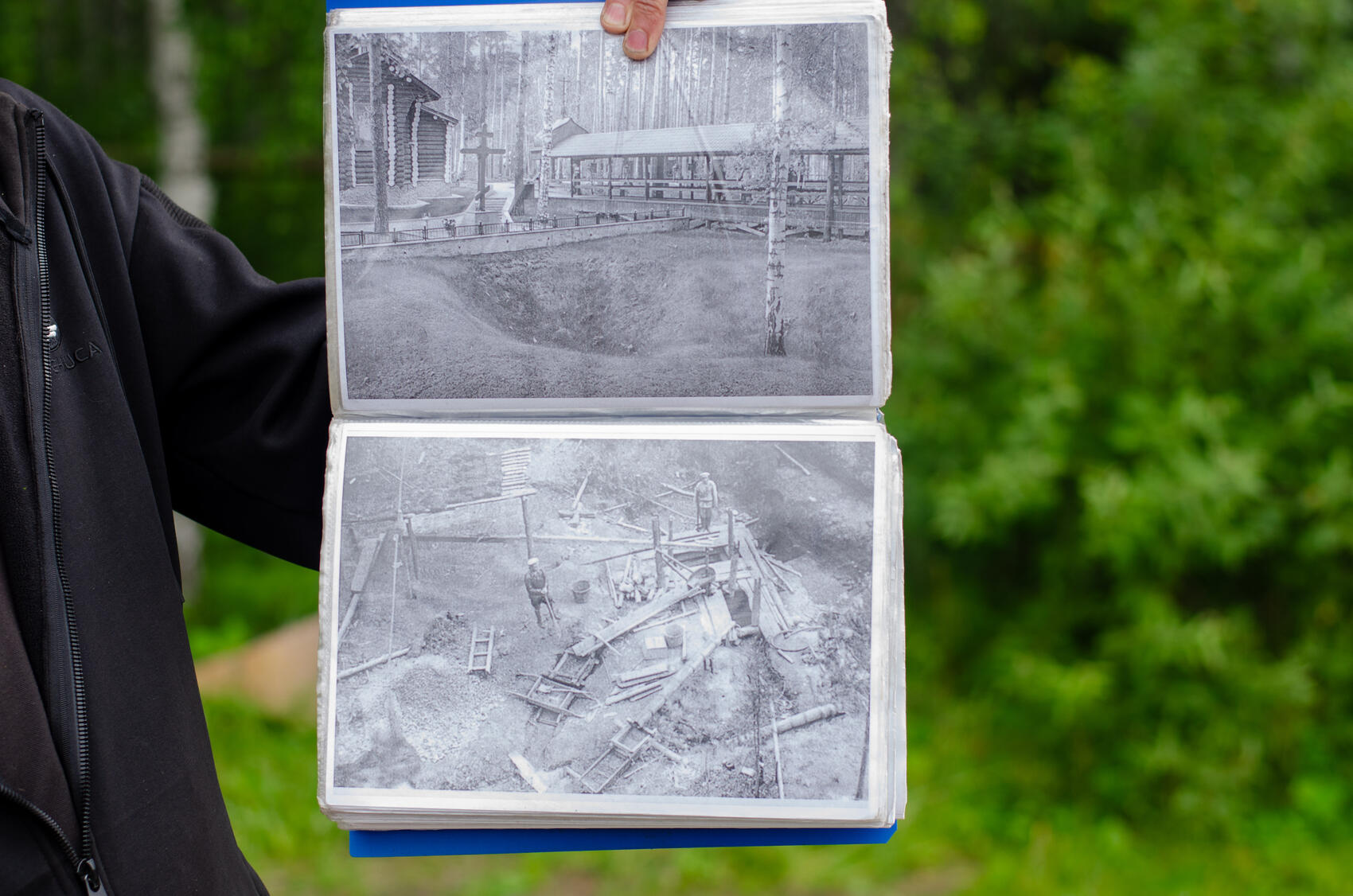 Коровин показывает кадры из монастыря на Ганиной яме: монастырь сейчас (фото 1) и на этапе строительства (фото 2). Фото: It’s My City