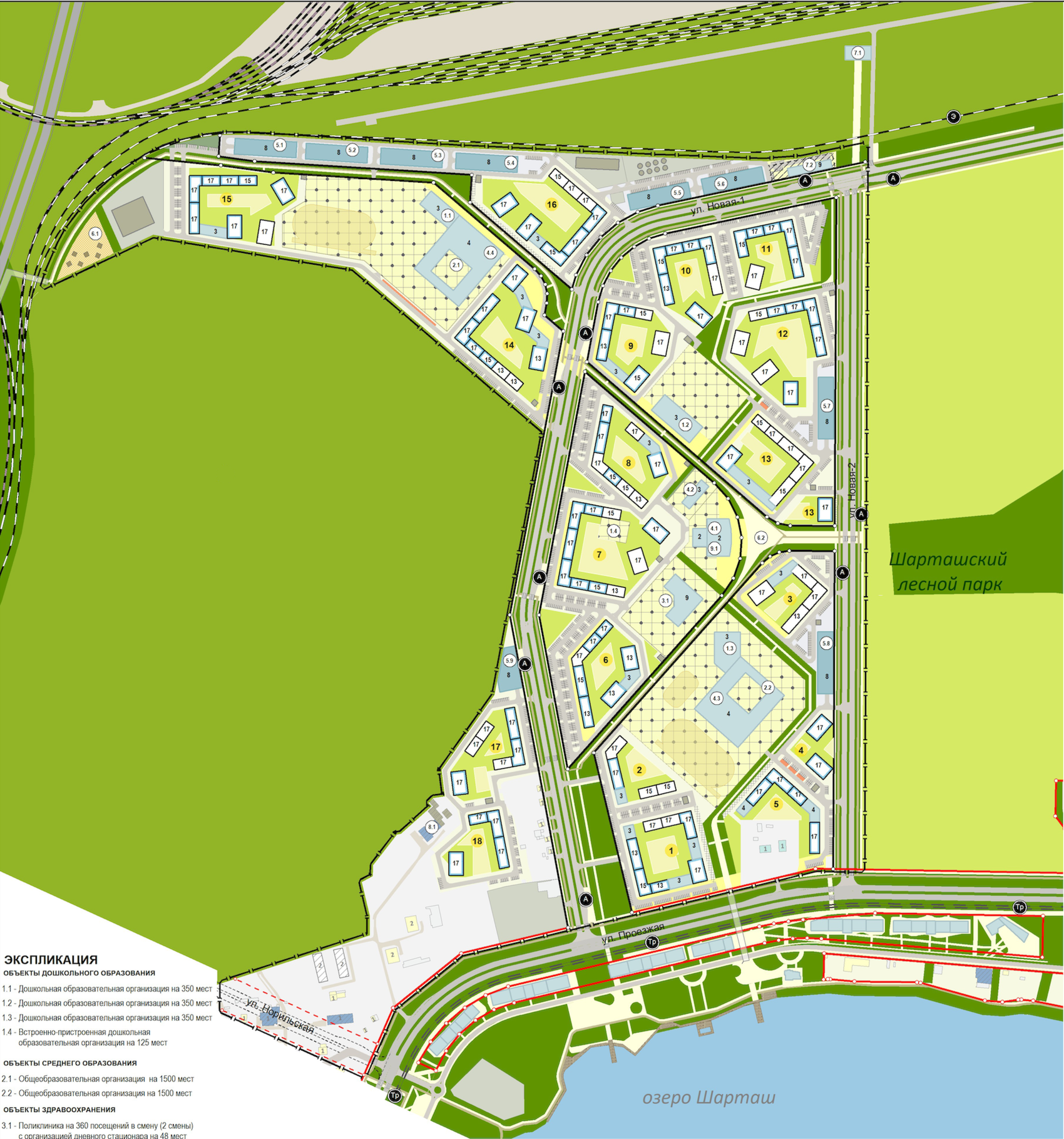 Планировка района с указанием, где пройдет трамвайная ветка