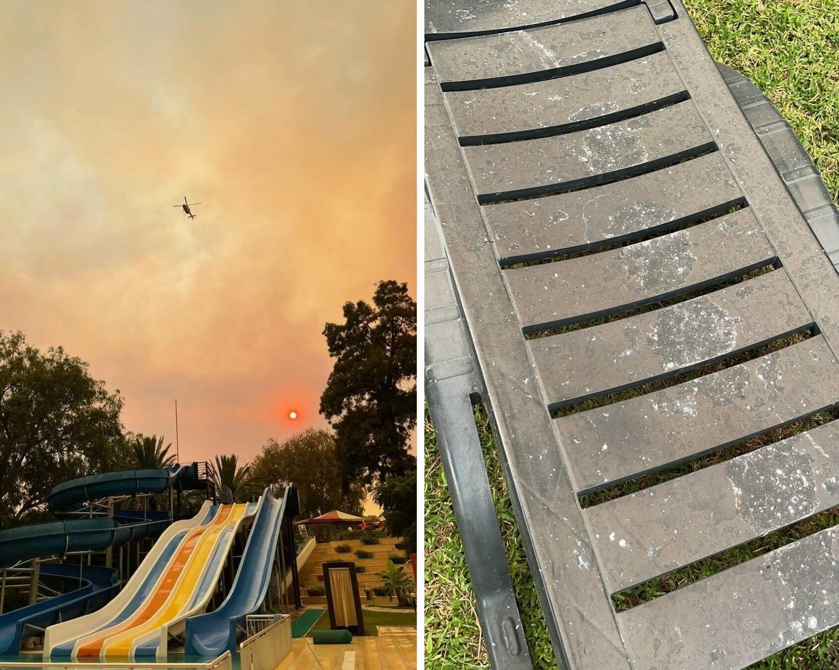 Вертолет и пепел на лежаках. Фото из личного архива