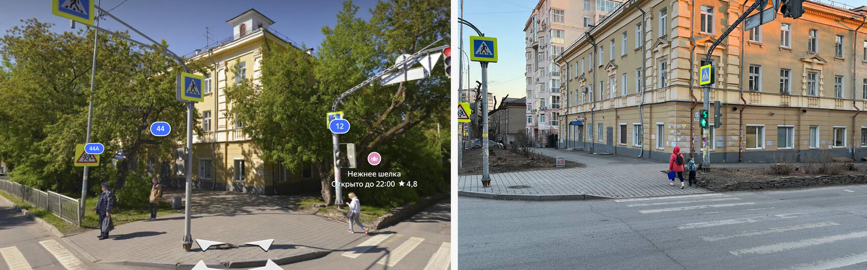 Коллаж: «Яндекс. Панорама», телеграм-канал «Деревья Екатеринбурга»