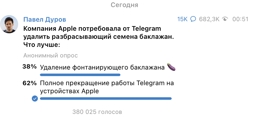 Скриншот поста Павла Дурова