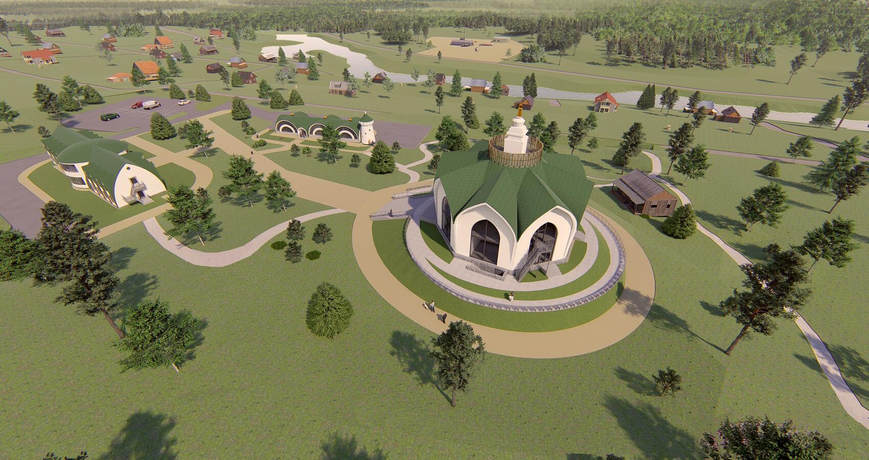 Эскизный проект нового буддийского храмового комплекса в Косье