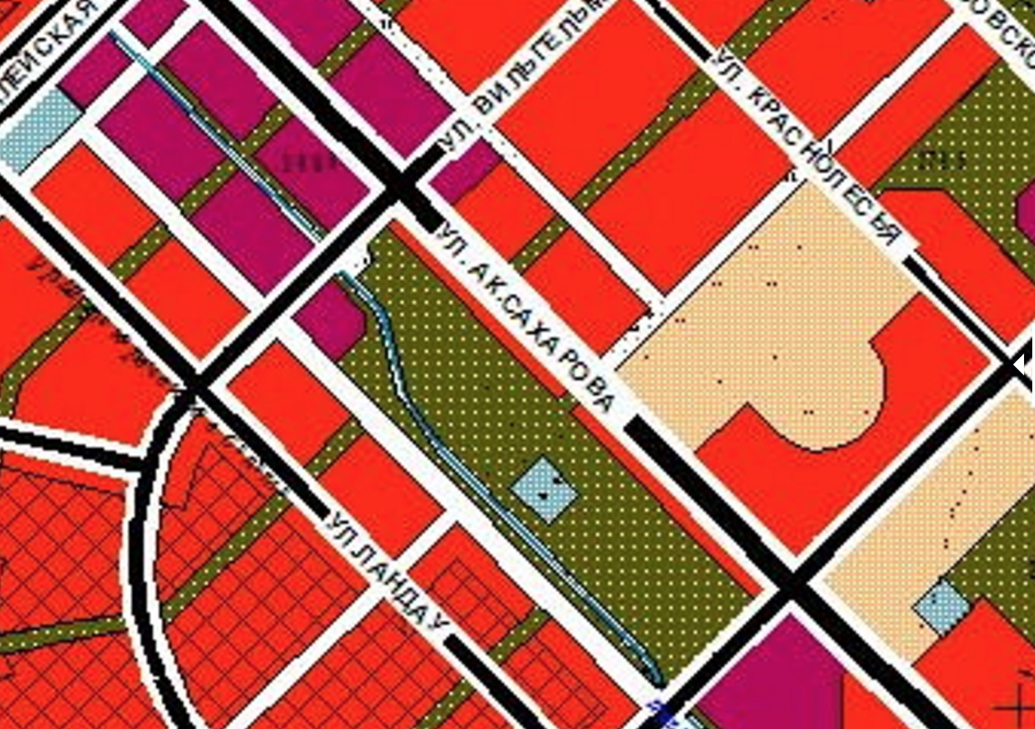 Старая версия генплана с зелеными зонами в Преображенском парке