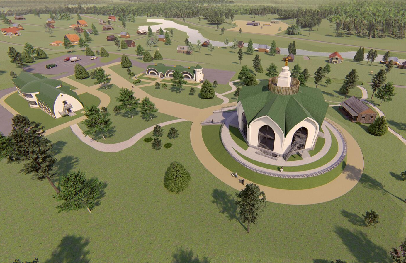 Эскизный проект нового буддийского храмового комплекса в Косье