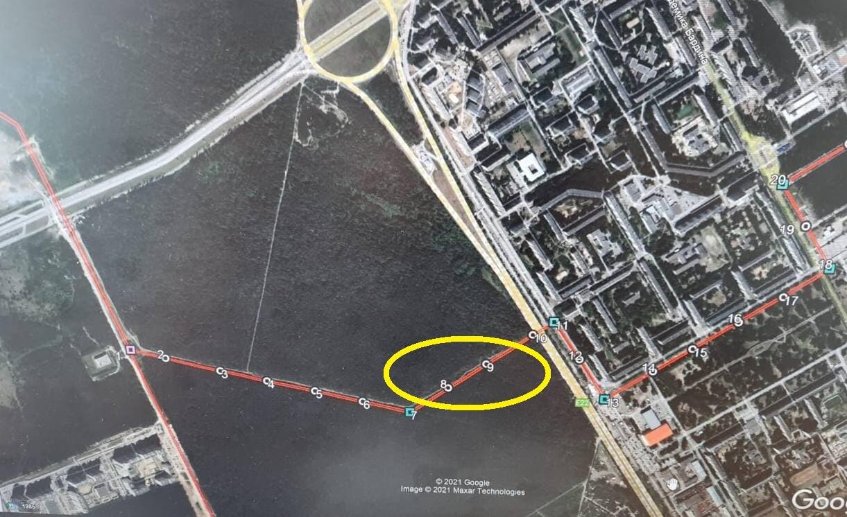 На карте отмечен участок, где вырубили деревья