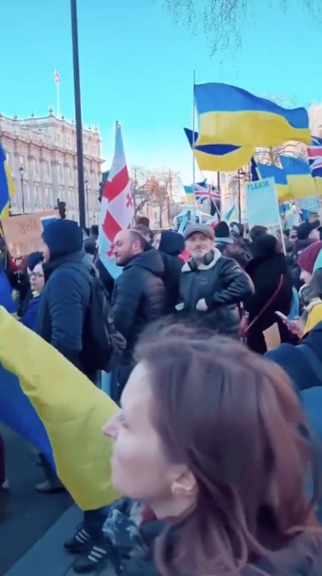 Антивоенный митинг. Стоп-кадр сториз Юмашевой в Instagram 